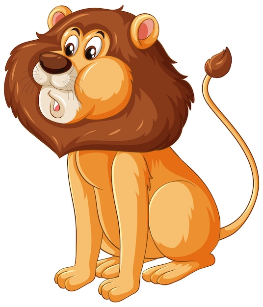 Бесплатное векторное изображение Лев мультипликационный персонаж в сидячей позе изолированные
