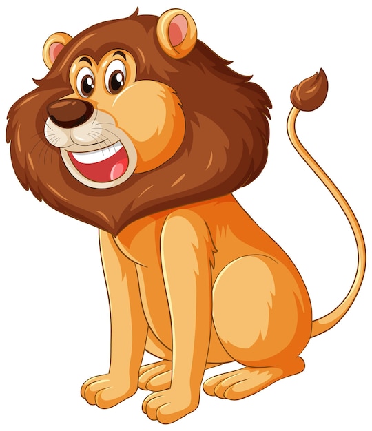 Free vector lion cartoon character in sitting pose