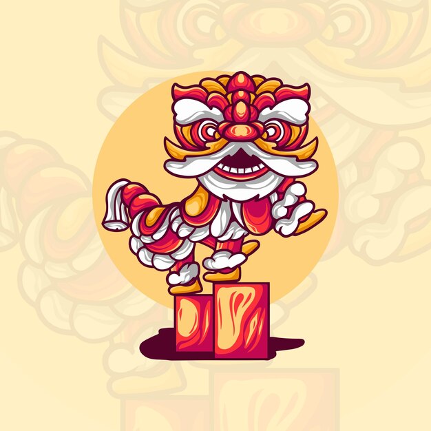 Lion dance chinese illustration