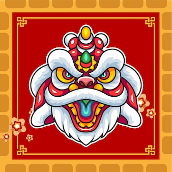 Lion dance head mascot cartoon