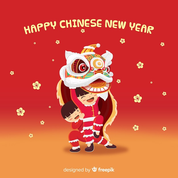 Lion dance Premium Vector