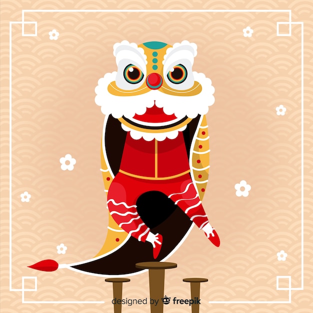 Free vector lion dance