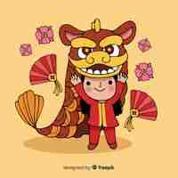 Free vector lion dance