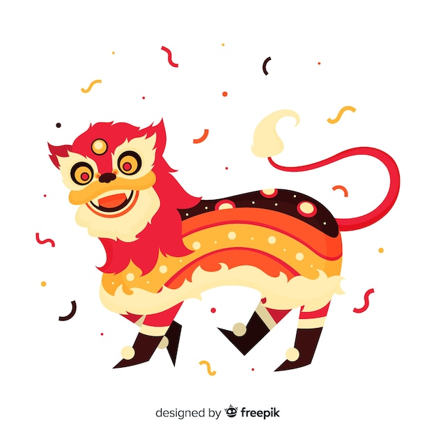 Free vector lion dance