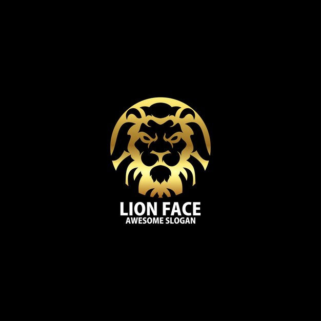 Lion face with luxury logo design icon