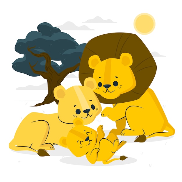 Free vector lion family illustration