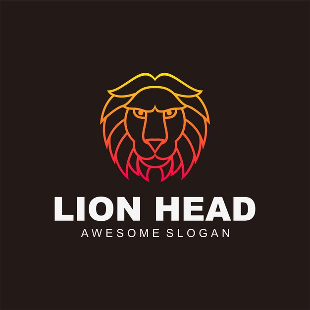 lion head logo colorful vector
