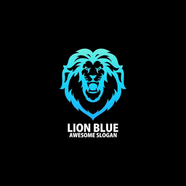 Vettore gratuito linea sfumata del design del logo della testa di leone
