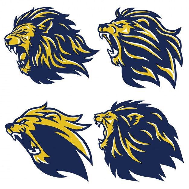 Lion head logo set