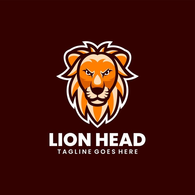 Vettore gratuito testa di leone mascotte logo design