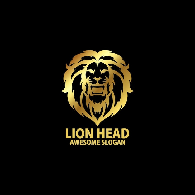 Lion head with luxury logo design line art