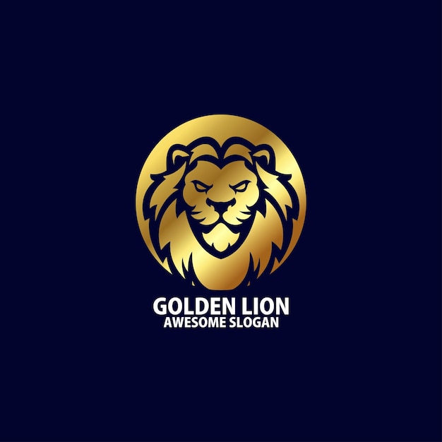 Vettore gratuito testa di leone con logo di lusso