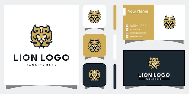 ライオン​の​ロゴ​デザイン​の​インスピレーション​ベクトルアイコンプレミアムベクトル