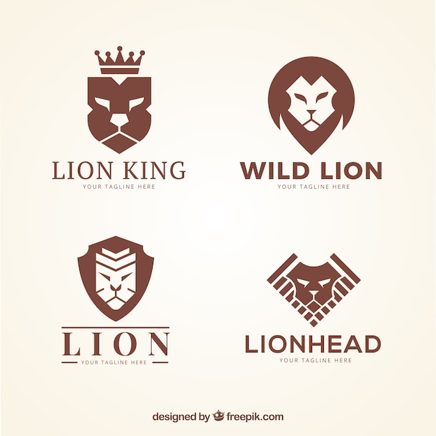 Free vector lion logos, brown color