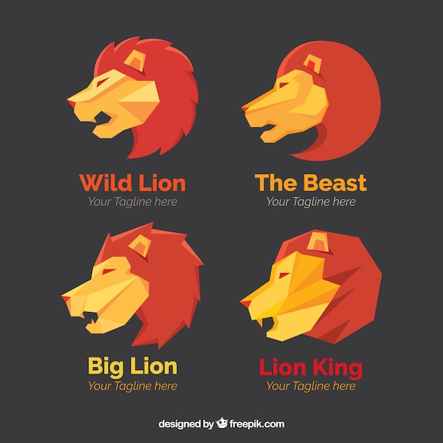 Free vector lion logos, polygonal style