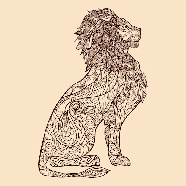 Vettore gratuito lion sketch illustration