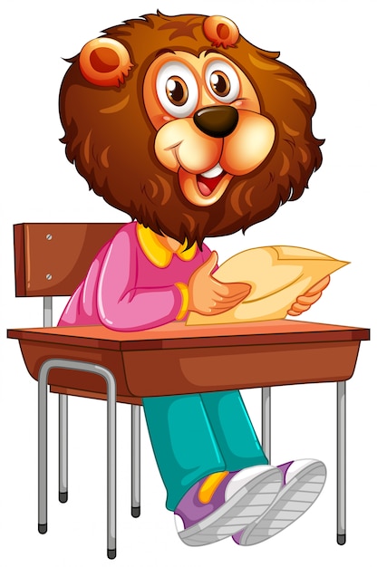 Free vector a lion student character