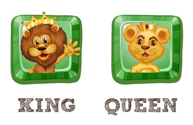 Free vector lions on square buttons