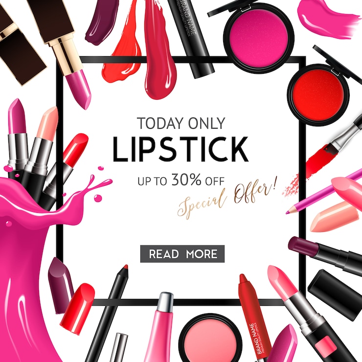 Free Vector lip care makeup products 