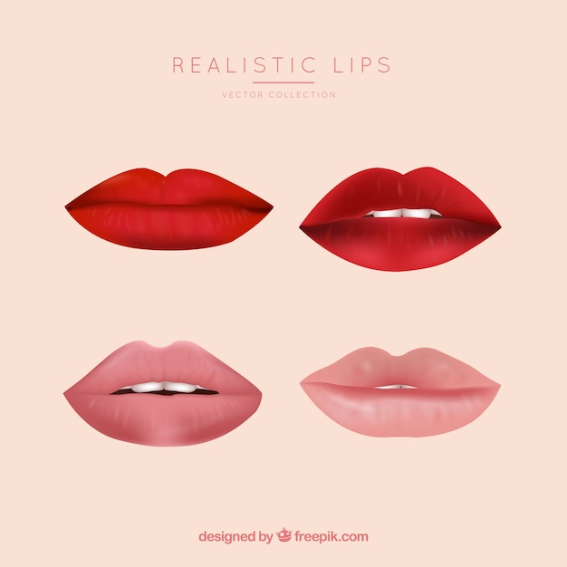 Free Vector | Female lips collection with 2d style