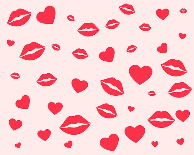 Lips and hearts pattern for valentines day
