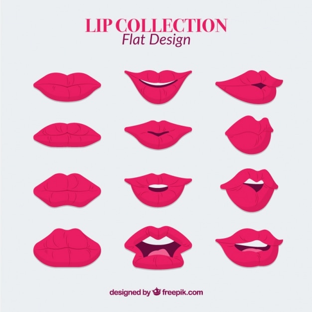 Free vector lips pack with different gestures