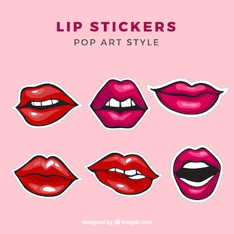 Lips sticker collection with pop art style