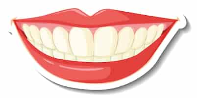 Бесплатное векторное изображение Губы с зубами на белом фоне
