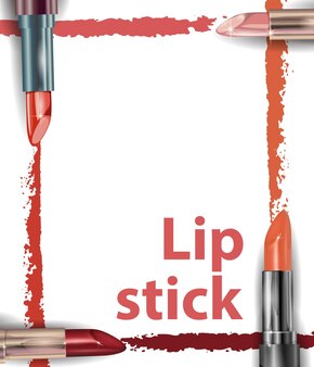 립스틱 아름다움과 화장품 배경 광고 전단지 배너 전단지 템플릿 벡터에 사용