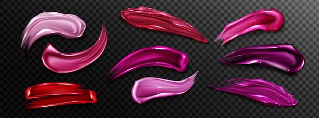 Free vector lipstick swatches, smudges of liquid lip gloss