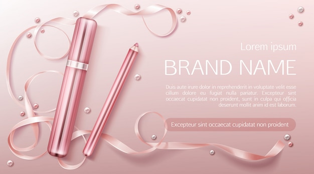 Free vector lipstick with ribbon banner template