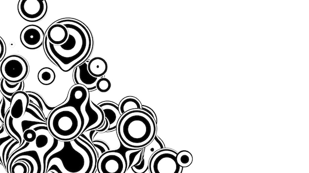 有機構造の液体3Dモノクロメタボール。抽象的な黒と白の背景。
