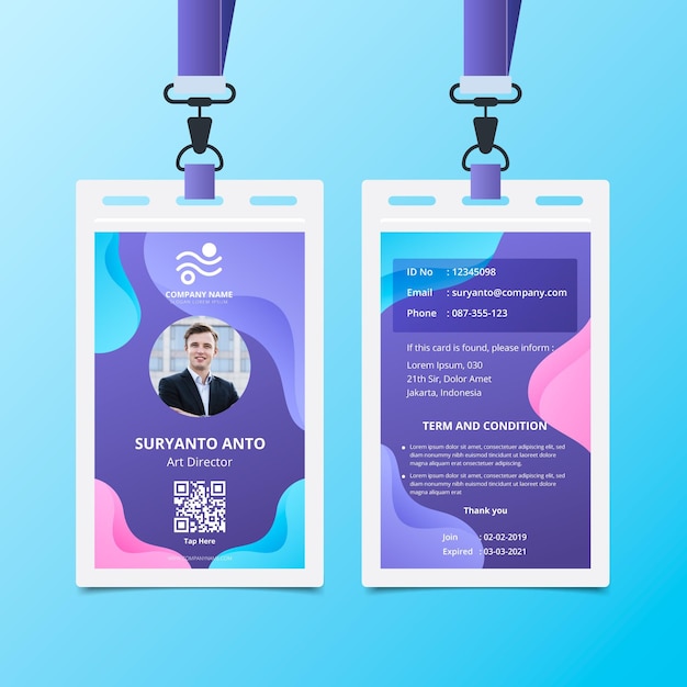 Liquid background front and back id card template