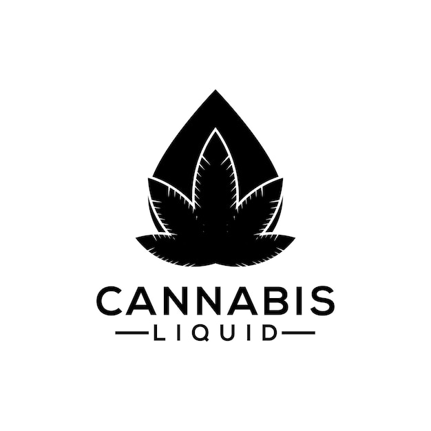 Vettore gratuito logo silhouette di cannabis liquida