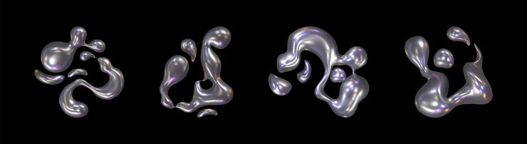 Free Vector liquid chrome metal splashes set