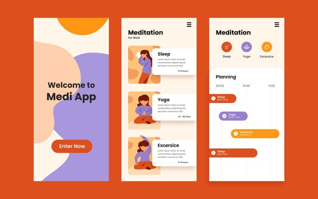 Vettore gratuito app mobile per meditazione di sfondo effetto liquido