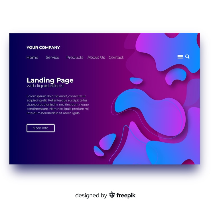 Free Vector liquid effect landing page