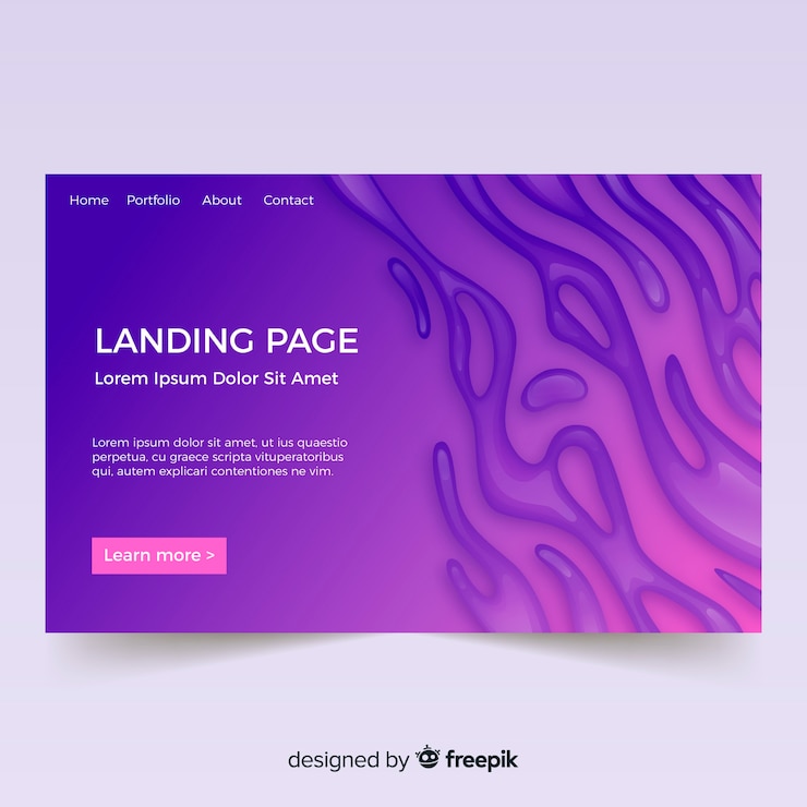Free Vector liquid effect landing page