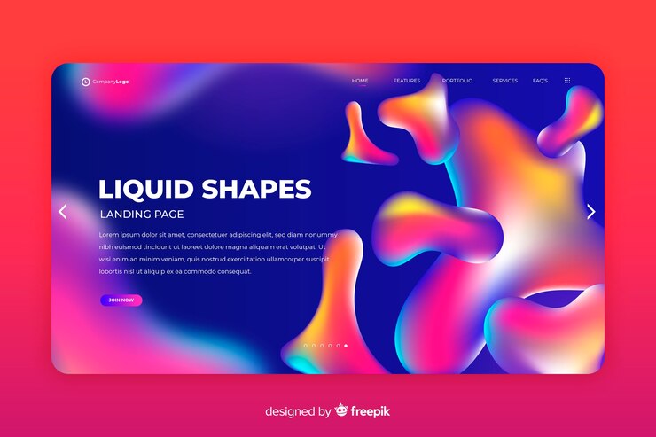 Free Vector liquid effect landing page