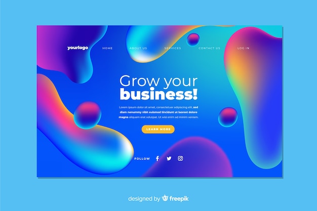 Free vector liquid effect landing page