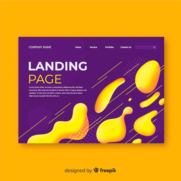 Free vector liquid effect landing page