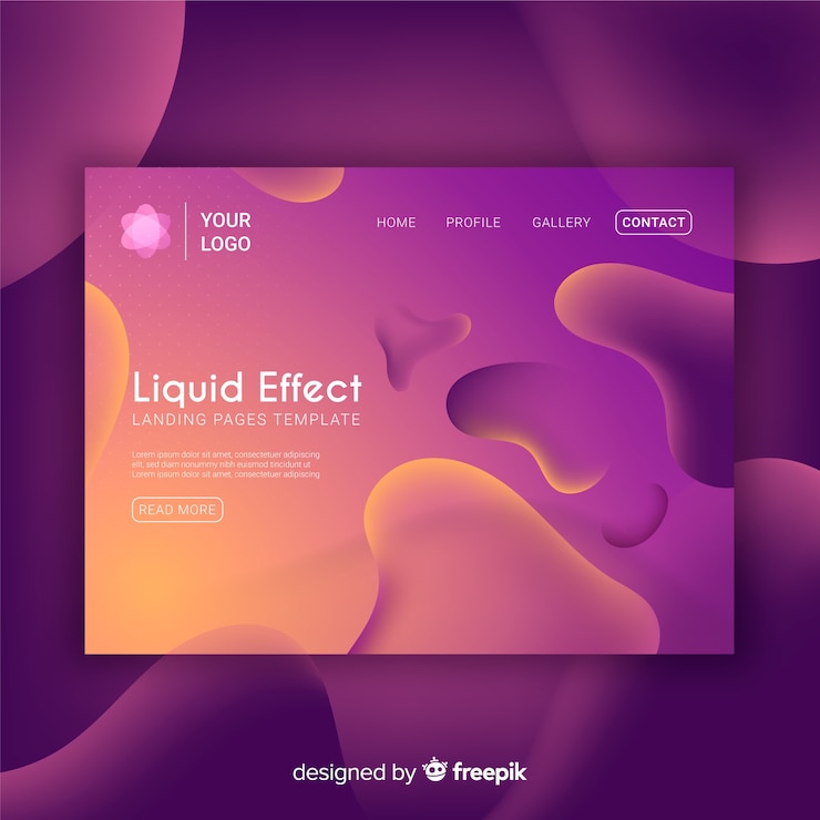 Free Vector liquid effect landing page
