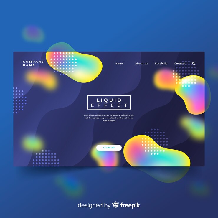 Free Vector liquid effect landing page