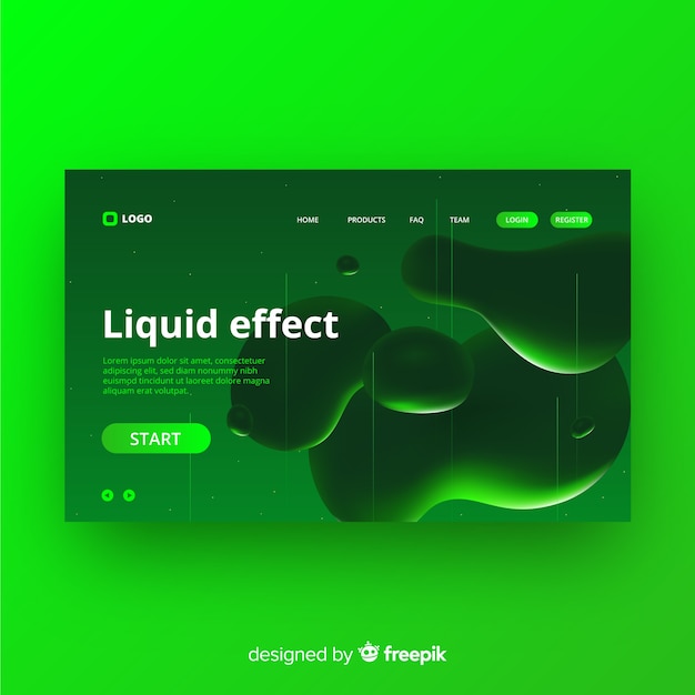 Free vector liquid effect landing page