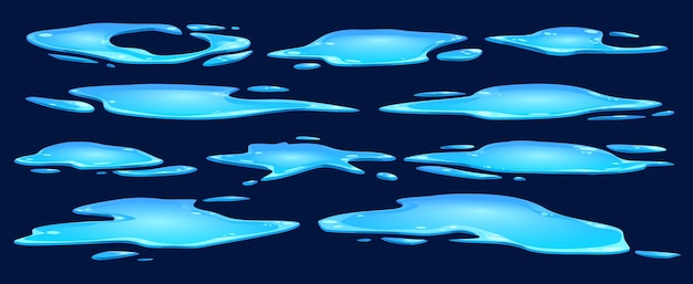 Бесплатное векторное изображение Жидкая изометрическая лужа воды на полу мультфильм
