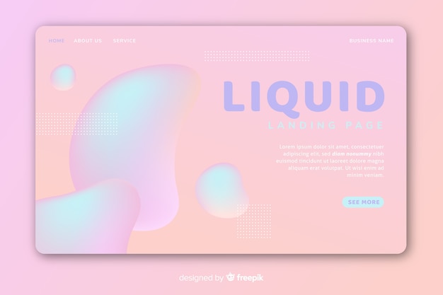 Liquid landing page in pale colors