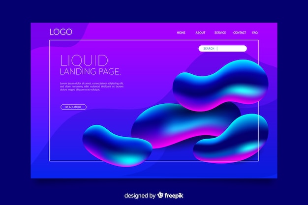 Free vector liquid landing page template