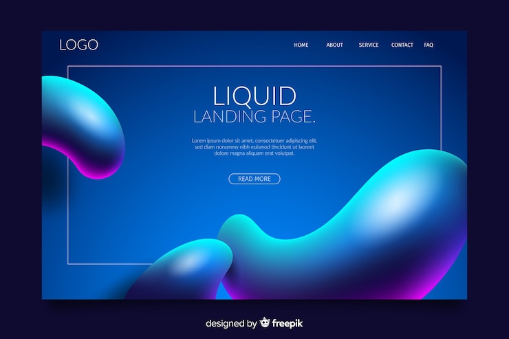 Free Vector liquid landing page with colorful lights