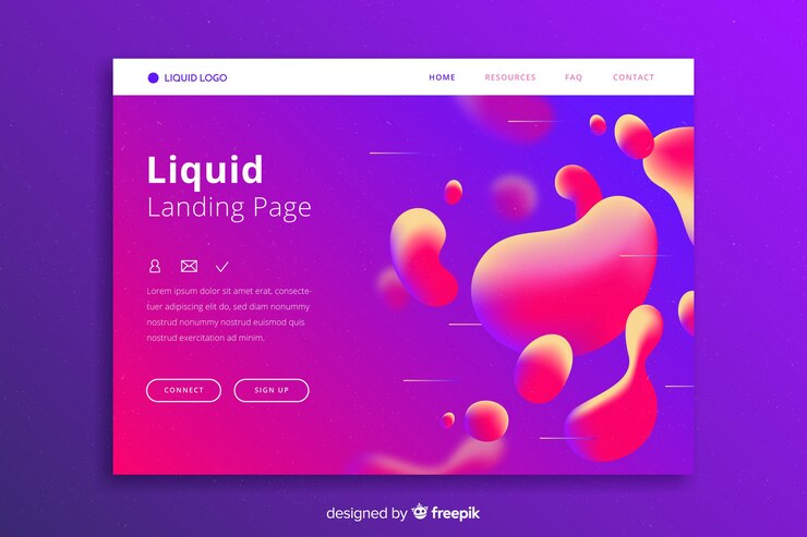 Free Vector liquid landing page with lava like fluid