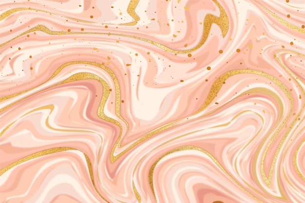 Liquid marble background with golden gloss